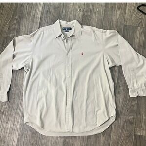 Ralph Lauren Blake‎ shirt button down long sleeve khaki tan pony